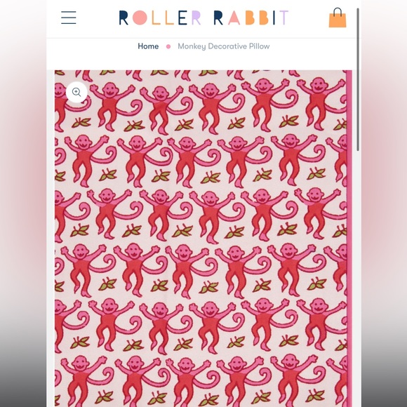 Roller Rabbit Bedding Roller Rabbit Monkey Decorative Pillow Nwt